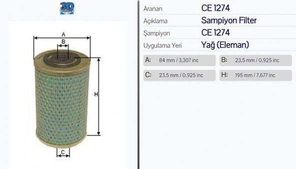 CE1274 MERSEDES 2521 YAĞ FİLT 11844325 HU947/1X ML1287 - 1