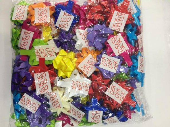 Rafyadan Hazır Fiyonk Yıldız 5 CM Yapışkanlı Rengarenk (500 Adet) - 1