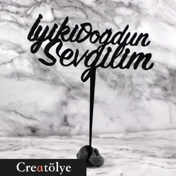 Kişiye Özel İyiki Doğdun Sevgilim Yazılı Pasta ve Cupcake Süsü
