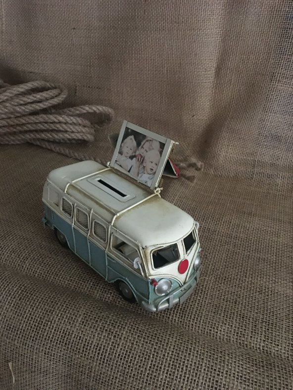 El Yapımı Resim Çerçeveli ve Kumbaralı Klasik Minibüs