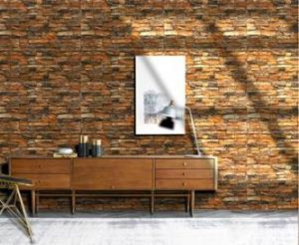 NW47 Koyu 3D Taş Kendinden Yapışkanlı 3D Dekoratif Duvar Paneli - 2