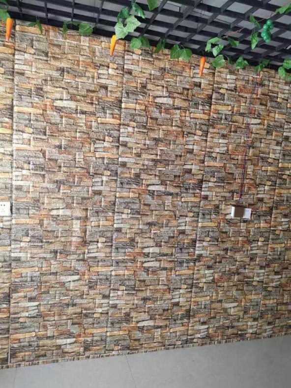 NW47 Koyu 3D Taş Kendinden Yapışkanlı 3D Dekoratif Duvar Paneli - 5