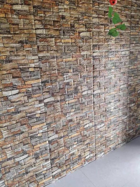 NW47 Koyu 3D Taş Kendinden Yapışkanlı 3D Dekoratif Duvar Paneli - 6