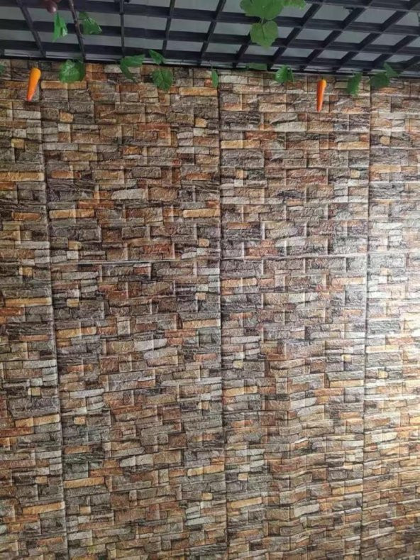 NW47 Koyu 3D Taş Kendinden Yapışkanlı 3D Dekoratif Duvar Paneli - 8