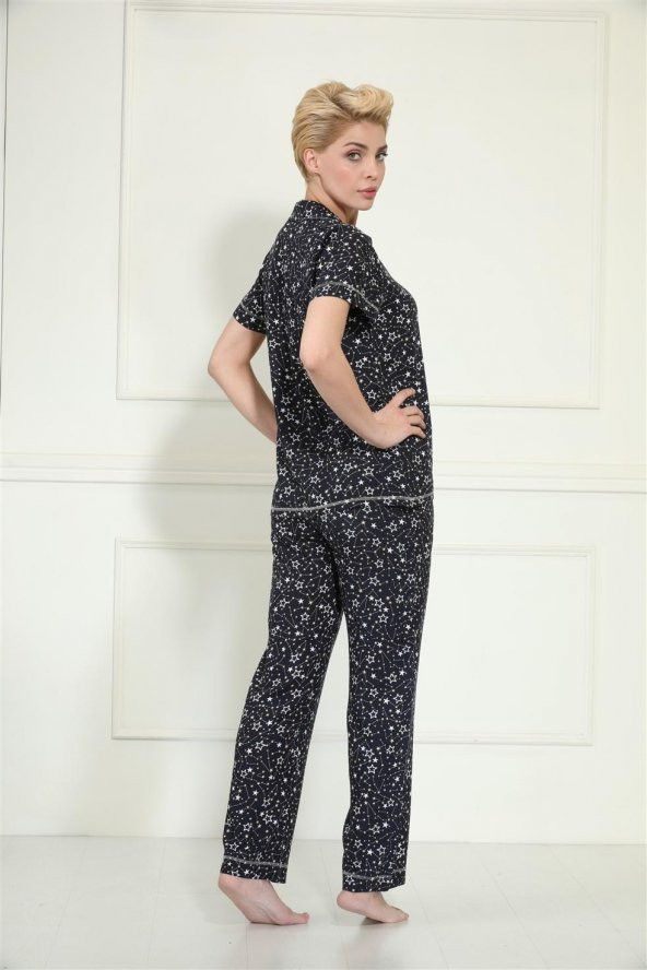 etoile Dokuma Kumaş Pijama Takımı Büyük Beden S - 5XL Arası / 98099  Lacivert 3XL - 2