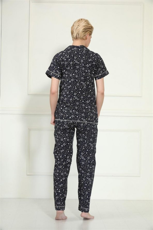 etoile Dokuma Kumaş Pijama Takımı Büyük Beden S - 5XL Arası / 98099  Lacivert 3XL - 3