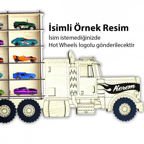 Ahşap Hobi Araba Rafı, hotwheels, Akçaagaç, 40 araç - 3