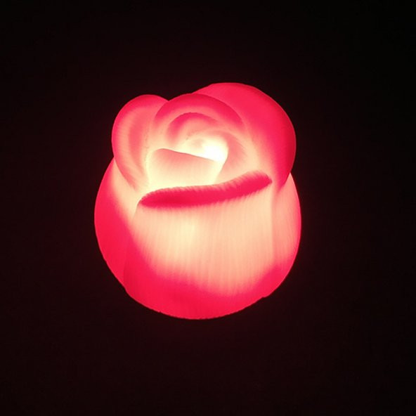 Dekoratif Mini Güllü Kırmızı Pilli Gece Lambası