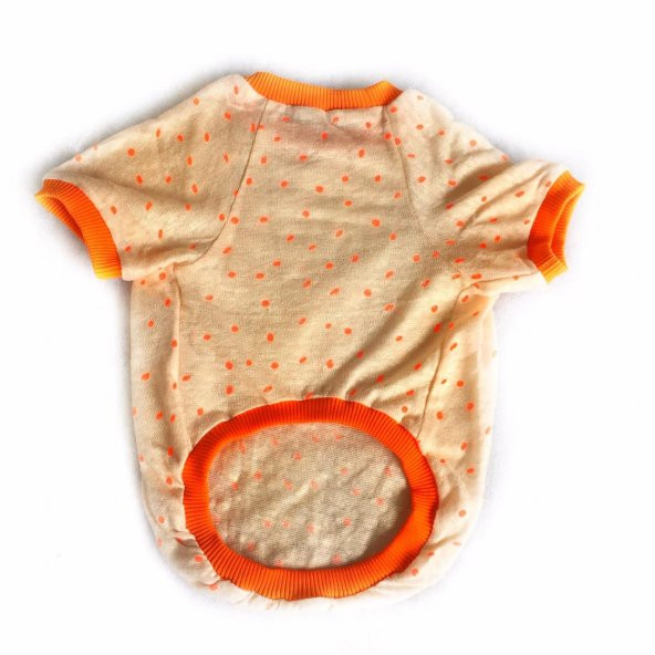 Orange Dots Oval Yaka Tişört Kedi Kıyafeti Kedi Elbisesi
