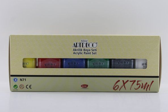 Artdeco Akrilik Boya 6x75ml Set - Canlı Renkler