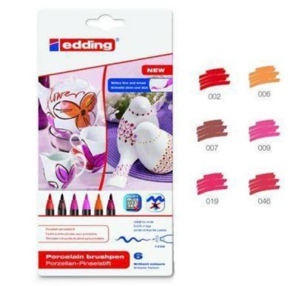 Edding Porselen Kalemi 6lı Set - Sıcak Renkler (E-4200)