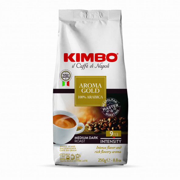 Kimbo Aroma Gold 100 Arabica Çekirdek Kahve (250 gr)
