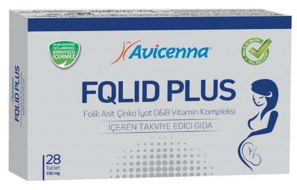 Avicenna Folid (Fqlid) Plus Çinko İyot D&B Vitamin Kompleksi 28 Tablet
