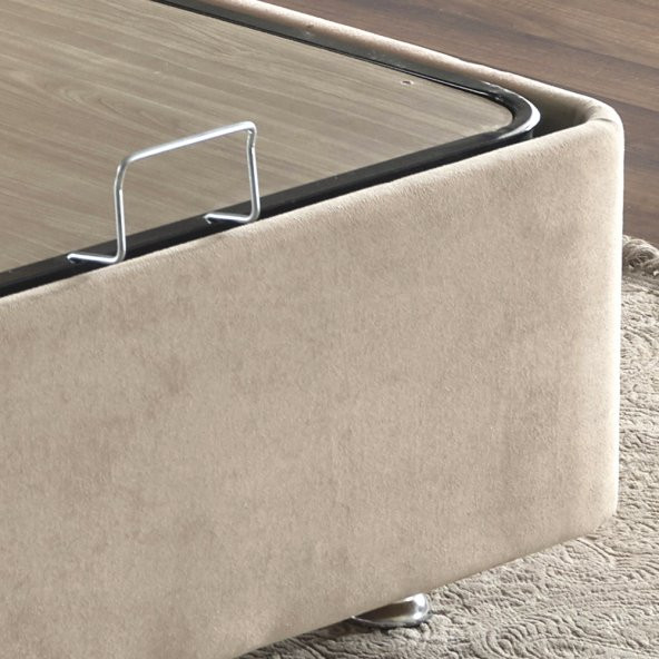 Niron Ela Baza ve Başlık Seti 160x200 cm Çift Kişilik Sütlü Kahve Kumaş Baza ve Başlığı Soho Kumaş - 4