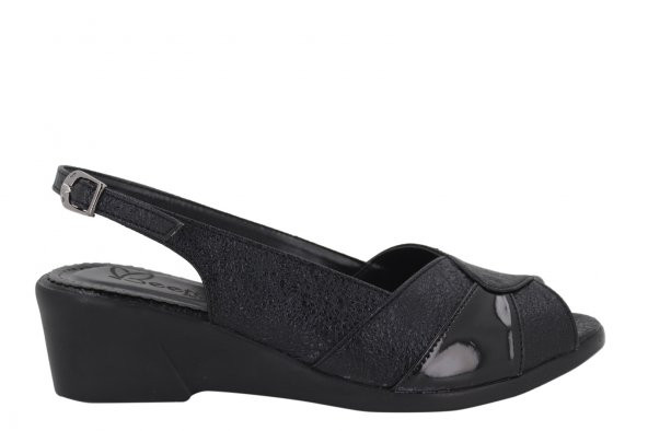 Beety Siyah Dolgu Topuk Yazlık Kadın Ayakkabı BY75-2002
