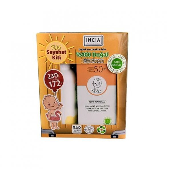 Incia Bebek İçin Doğal Güneş Kremi Spf 50 100 ml - Incia Doğal Koruyucu Vücut Losyonu 100 ml