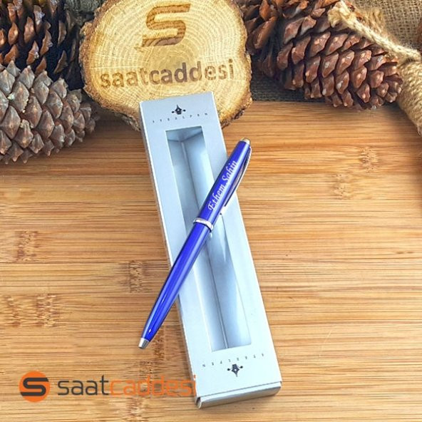 İsme Özel Steel Pen Metal Mavi Tükenmez Kalem