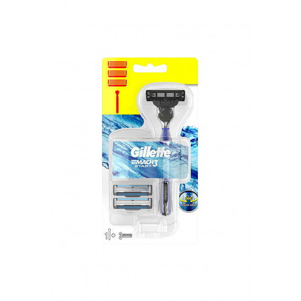 Gillette Mach 3 Start Tıraş Makinesi + 3'Lü Yedek Tıraş Bıçağı 7702018464005