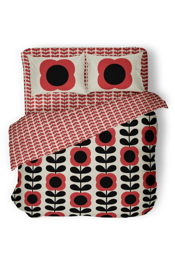 Retro Flora Çift Kişilik Nevresim Takimi