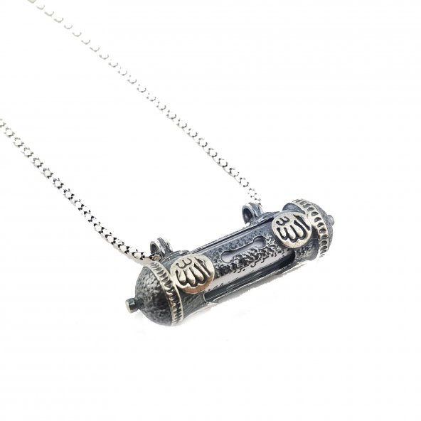 925 Ayar Gümüş Allah Yazılı Ayet-El Kürsi Dualı Cevşen Kolye - 3