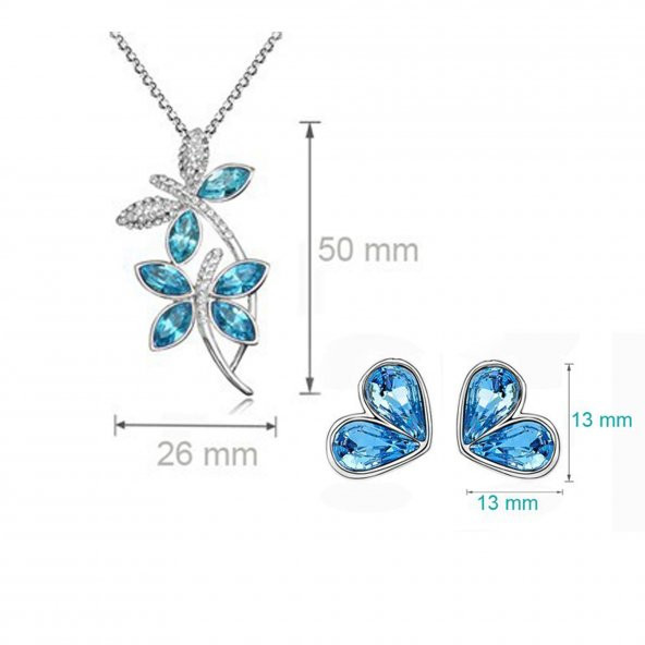 Kristal Taşlı Yusufcuk Bayan Kolye Küpe set - 2