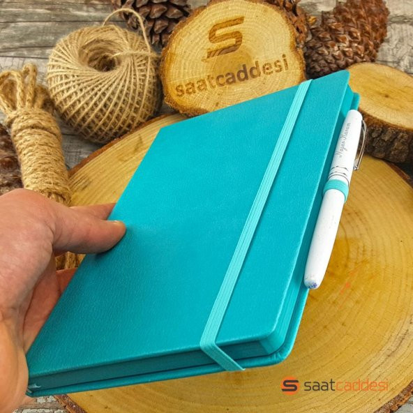 İsme Özel Termo Deri Defter ve Kalem Seti Turkuaz - 2
