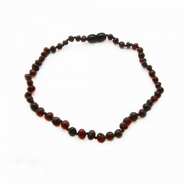 Gerçek Damla Kehribar Çay Rengi Bebek Diş Kolyesi