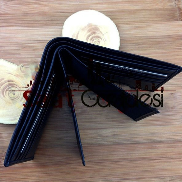 İsme Özel Vekar 20 Bölmeli 100 Deri Erkek Cüzdanı Siyah + HEDİYELİ - 2