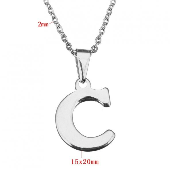 Kişiye Özel Harf Çelik Kolye Sevgiliye Hediye - 6