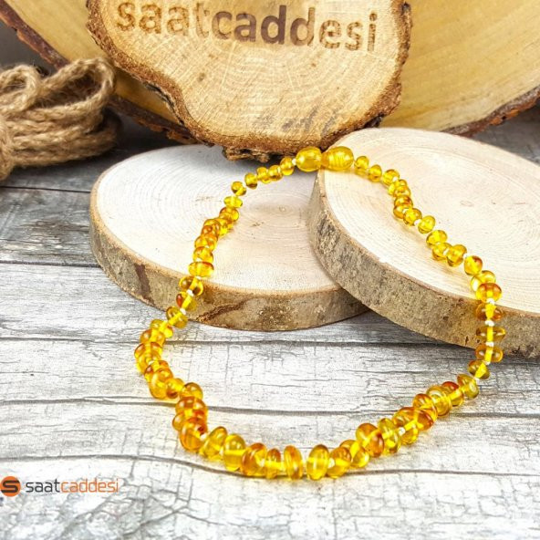 Gerçek Damla Kehribar Bebek Diş Kolyesi