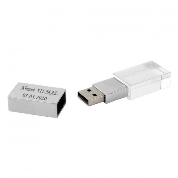 İsme Kişiye Özel 8 GB Işıklı Camlı USB Bellek