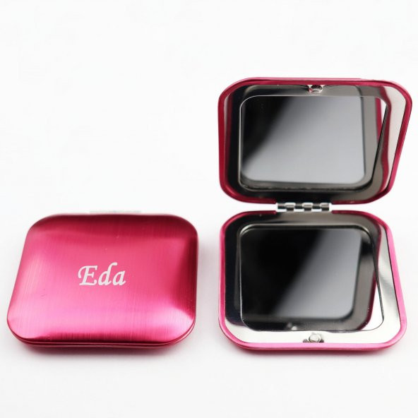 İsme Kişiye Özel İnce Tasarım Kapaklı Pembe Bayan Cep Aynası