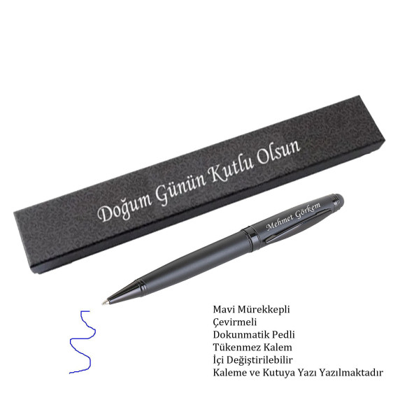 İsme Kişiye Özel Metal Siyah Tükenmez Kalem Öğretmenler Günü - 2