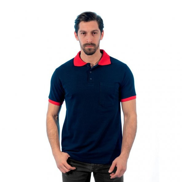 Şensel, Polo Yaka Tişört, Lacivert-Kırmızı -136E2452- Tshirt