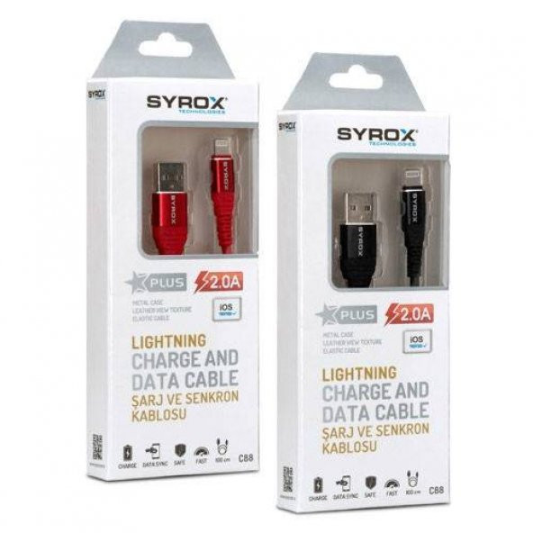 Syrox C88 Apple Lightning Şarj ve Data Kablosu 2A