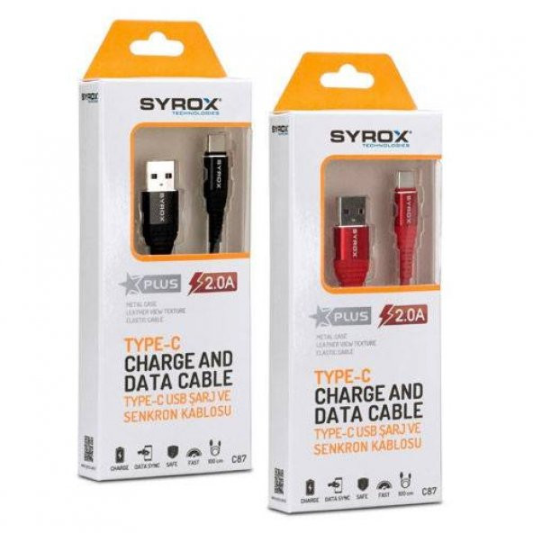 Syrox C87 Type-C Şarj ve Data Kablosu 2A