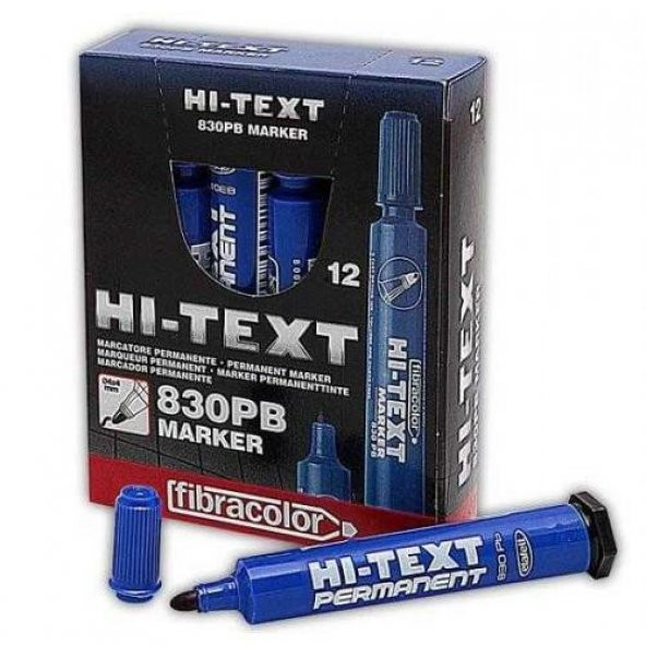 Hı-Text Permanent Marker Kalem Yuvarlak Uç Mavi 12 li Paket