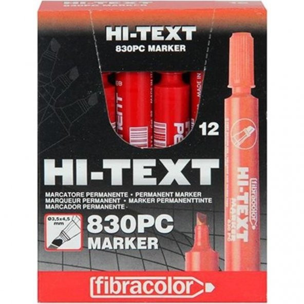 Hı-Text Permanent Marker Kalem Kesik Uçlu Kırmızı 12 li Paket