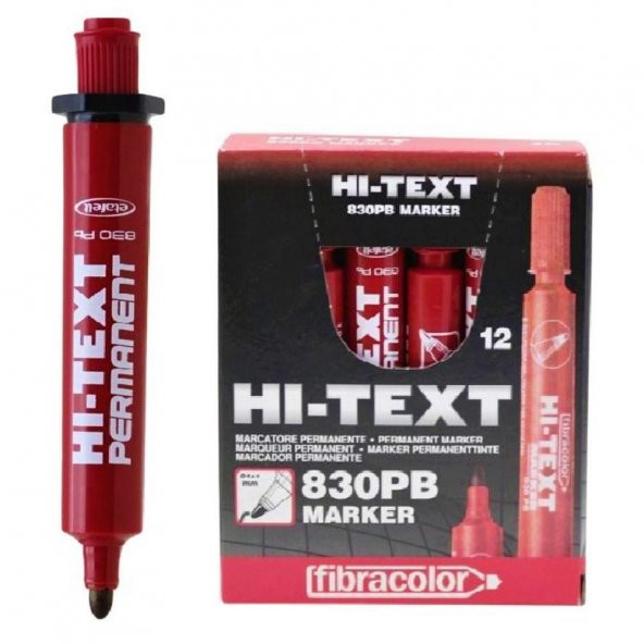 Hı-Text Permanent Marker Kalem Yuvarlak Uç Kırmızı 12 li Paket