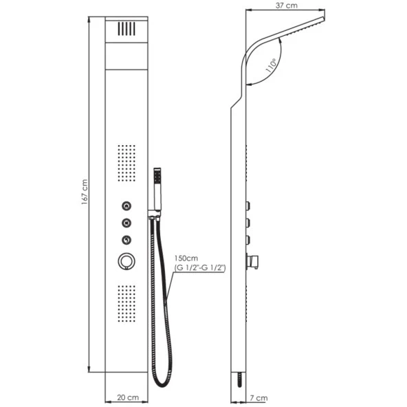 GPD Duş Paneli Inox Yüzey DSP08 - 2