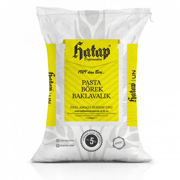 Hatap KATKISIZ 5 kg Pasta, Börek ve Baklavalık Un (Fabrikasından)