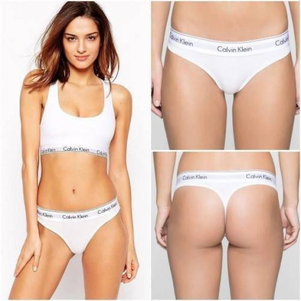 Calvin Klein Modern Cotton Bralette 3'lü Spor Bayan İç Giyim Set Calvin Klein Kadın Spor tanga boxer      BÜSTİYER - 3