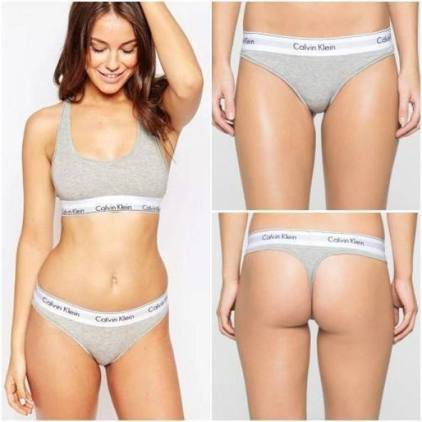 Calvin Klein Modern Cotton Bralette 3'lü Spor Bayan İç Giyim Set Calvin Klein Kadın Spor tanga boxer      BÜSTİYER - 4