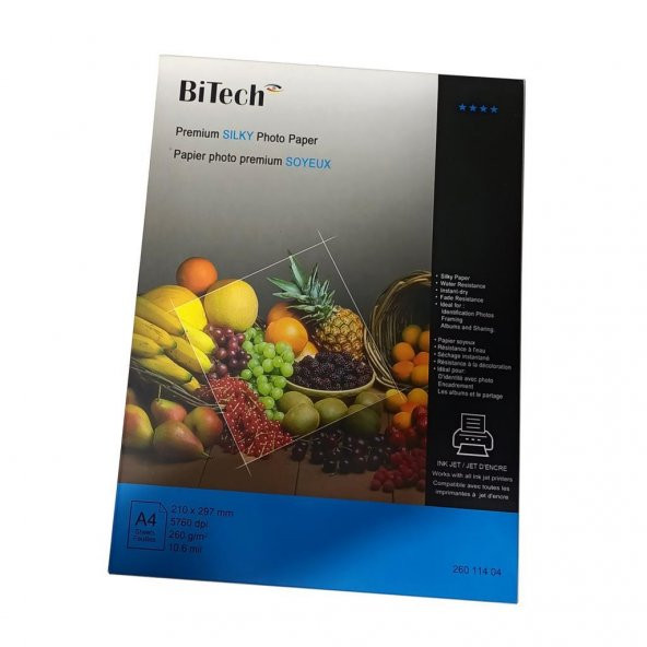 Bitech A4 Inkjet  260 Gr. Silk Fotoğraf Kağıdı
