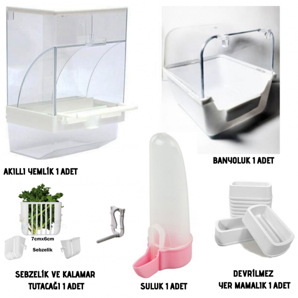 Tüm Kuşlar İçin Kafes İhtiyaç Seti 6 Parça