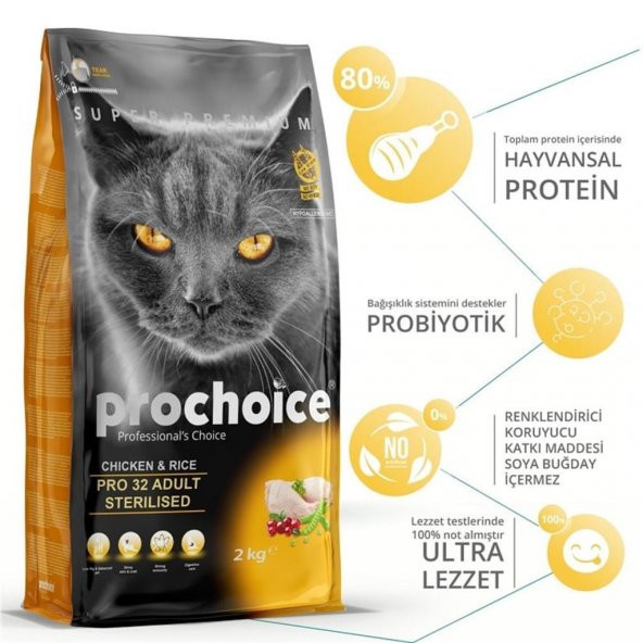 ProChoice Pro32 Tavuklu Kısırlaştırılmış AÇIK Kedi Maması 1 Kg