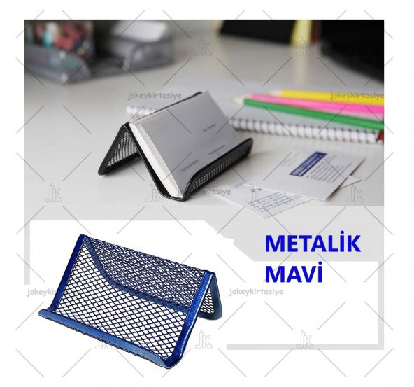 MASA ÜSTÜ Metal Perfore Kartvizitlik (METALİK MAVİ)