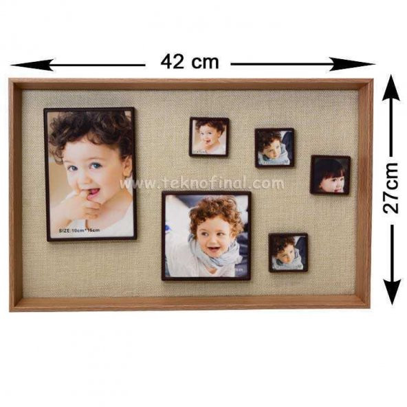 28x42 cm 6lı Ahşap Kendinyap Fotoğraflı Magnet Duvar Çerçevesi - 3