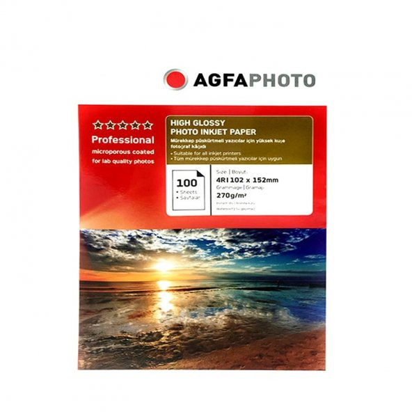 Agfa inkjet 10x15 Fotoğraf Kağıdı - 4R - Parlak 270Gr.