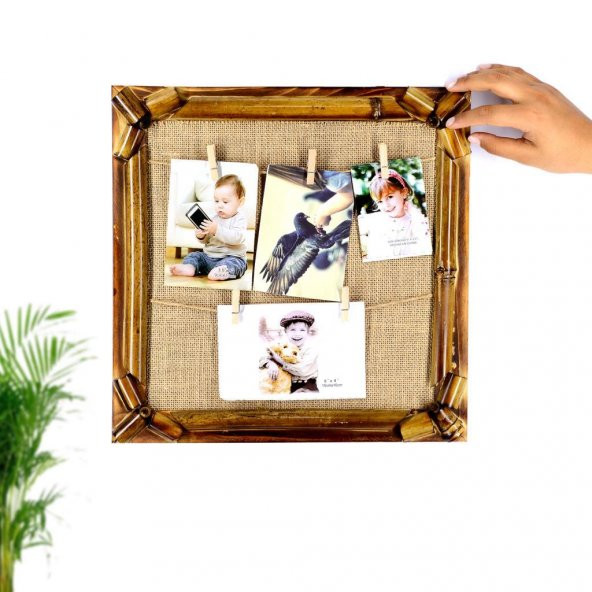 Bambu İpli Anı Ahşap Fotoğraf Çerçevesi - 30x30cm.